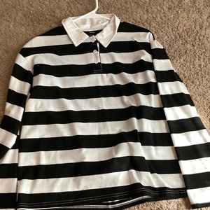 black and white collared shirt